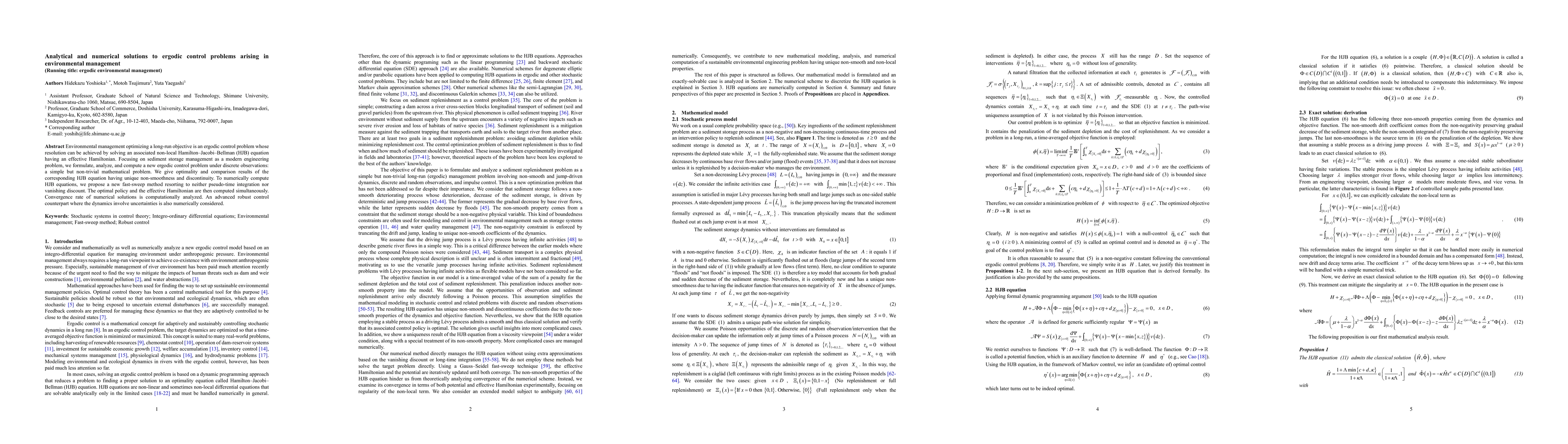 Thumbnail for Analytical and numerical solutions to ergodic control problems arising
  in environmental management
