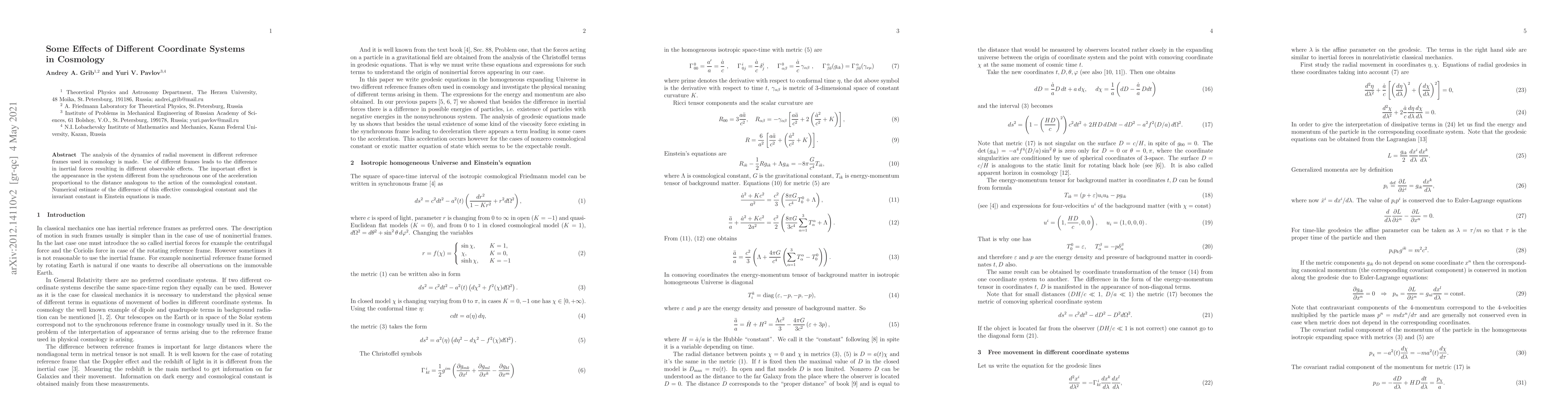 Thumbnail for Some effects of different coordinate systems in cosmology