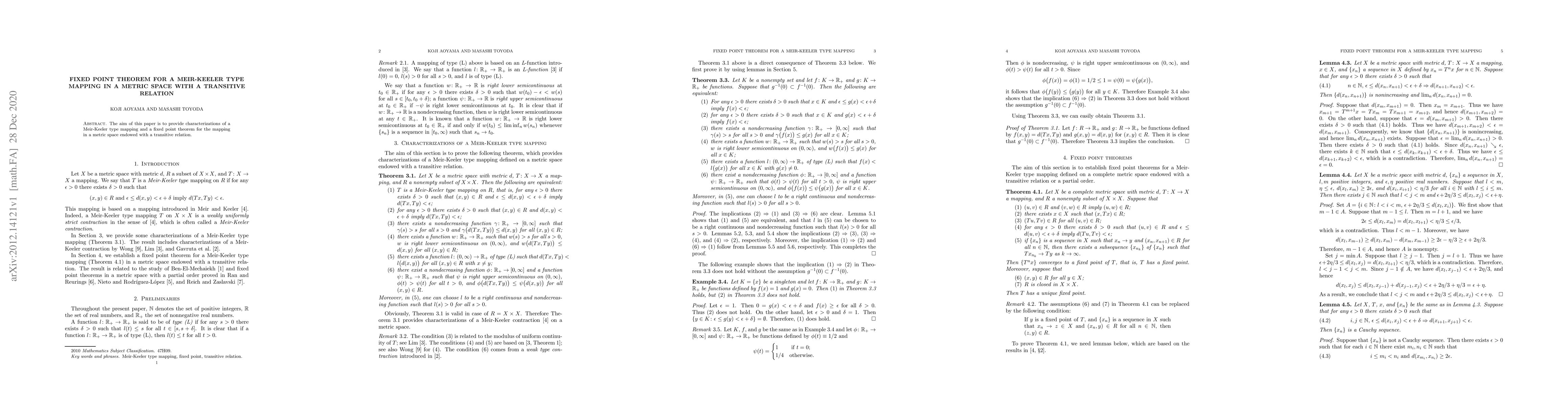 Thumbnail for Fixed point theorem for a Meir-Keeler type mapping in a metric space
  with a transitive relation