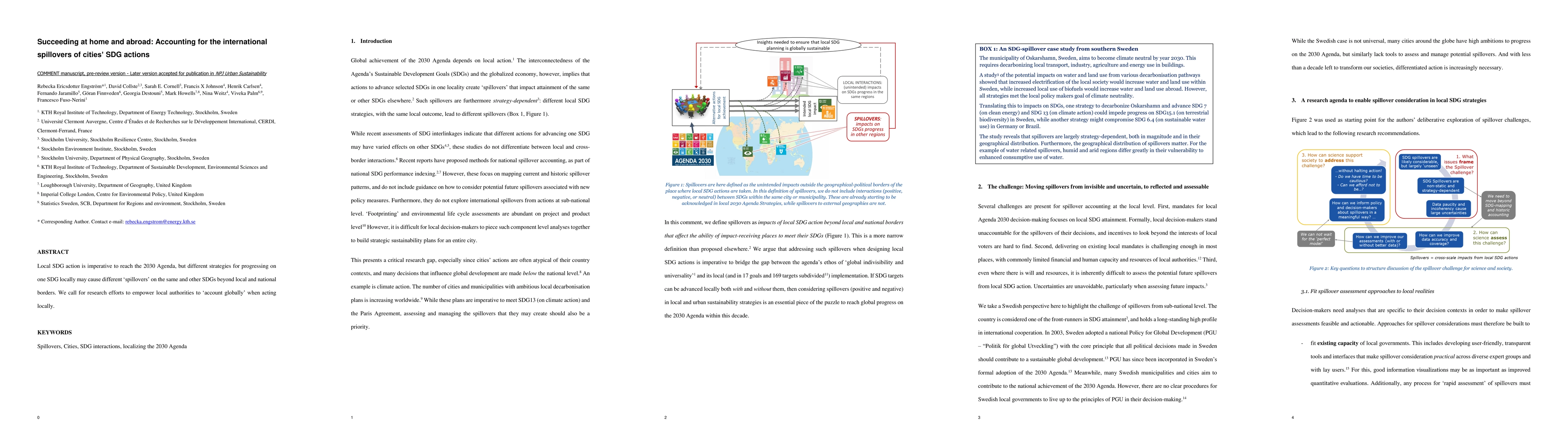 Thumbnail for Succeeding at home and abroad -- Accounting for the international
  spillovers of cities' SDG actions