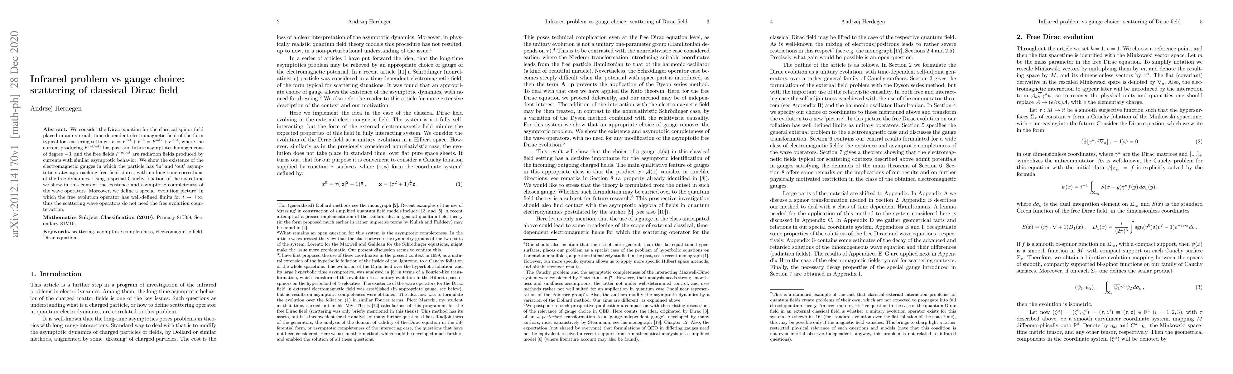 Thumbnail for Infrared problem vs gauge choice: scattering of classical Dirac field