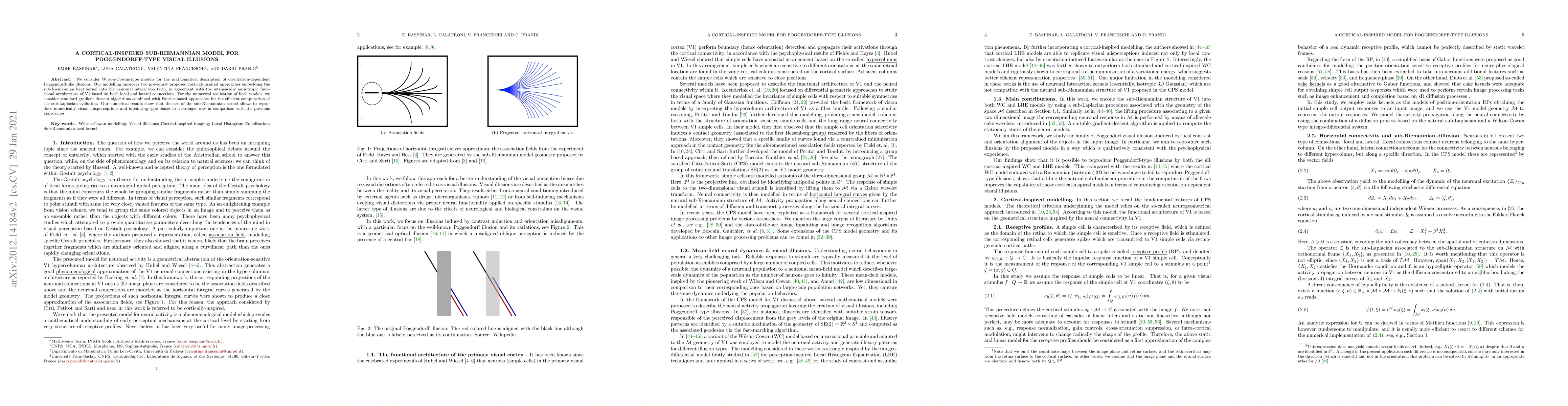 Thumbnail for A cortical-inspired sub-Riemannian model for Poggendorff-type visual
  illusions