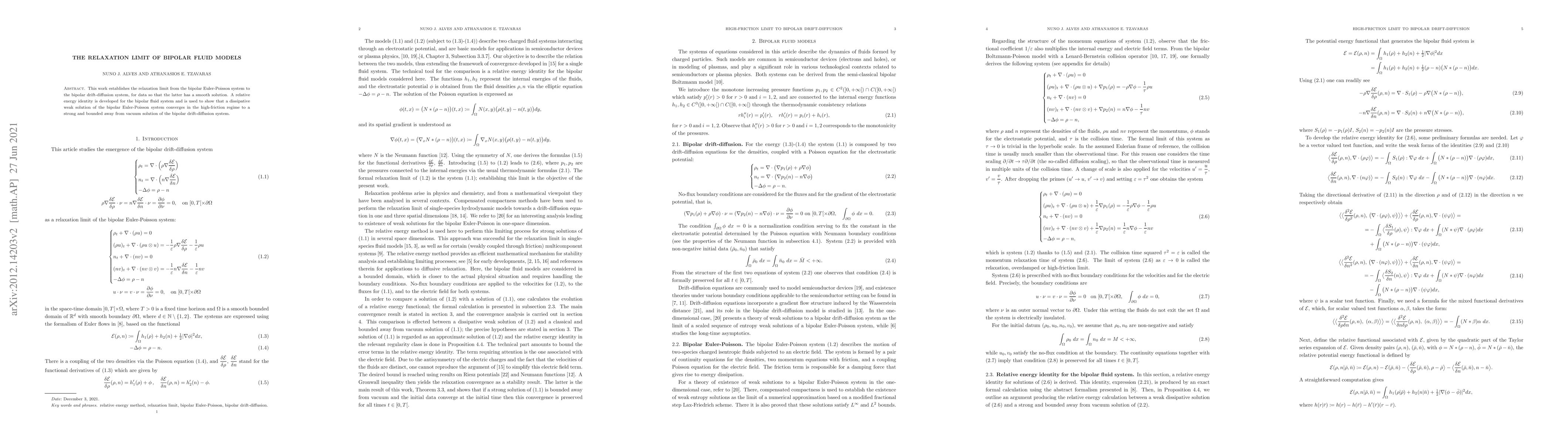 Thumbnail for The relaxation limit of bipolar fluid models
