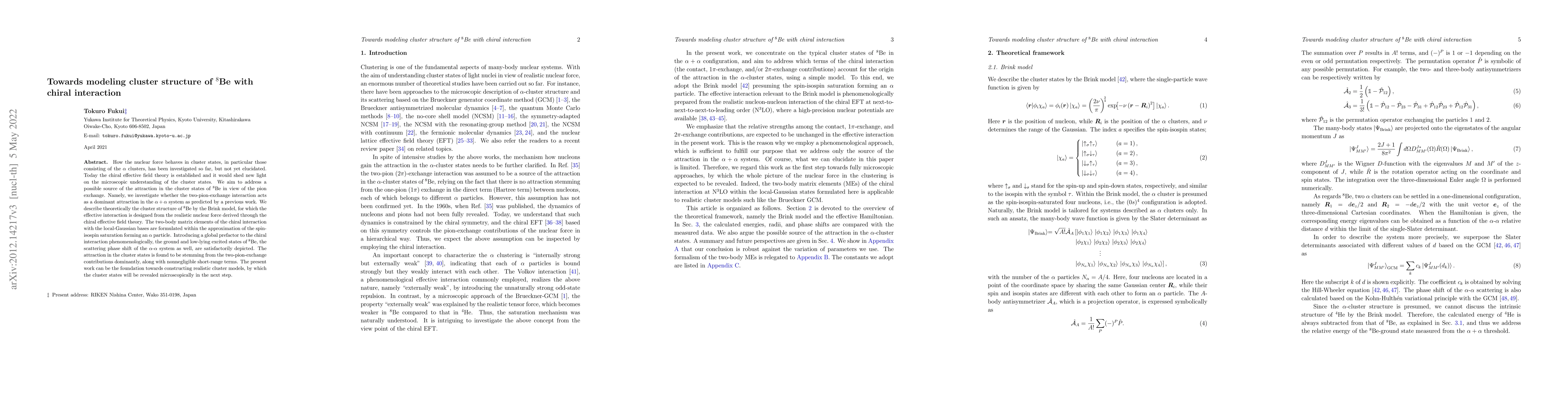 Thumbnail for Towards modeling cluster structure of $^8$Be with chiral interaction