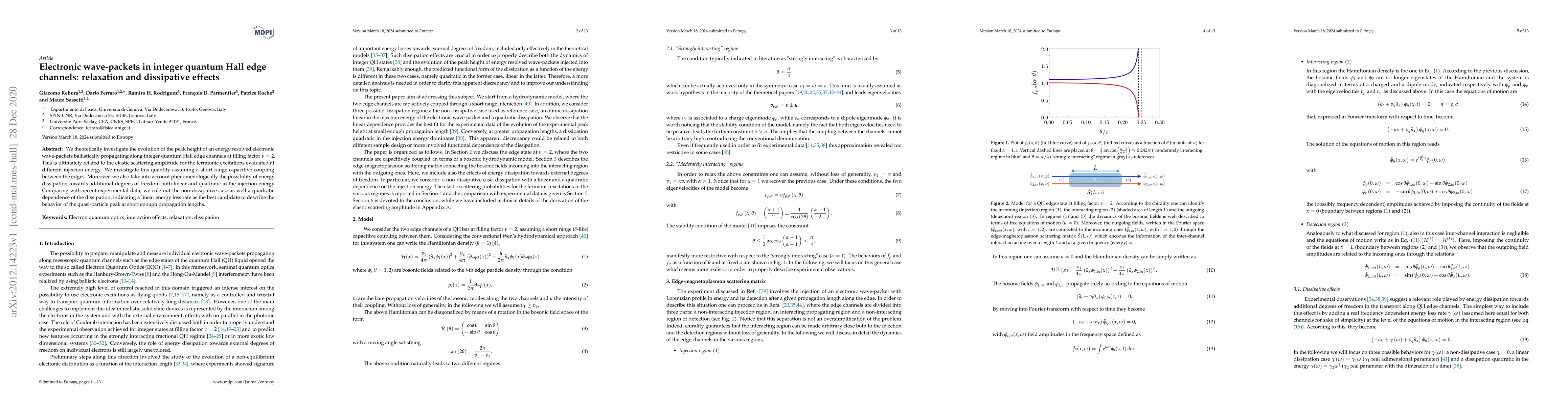 Thumbnail for Electronic wave-packets in integer quantum Hall edge channels:
  relaxation and dissipative effects