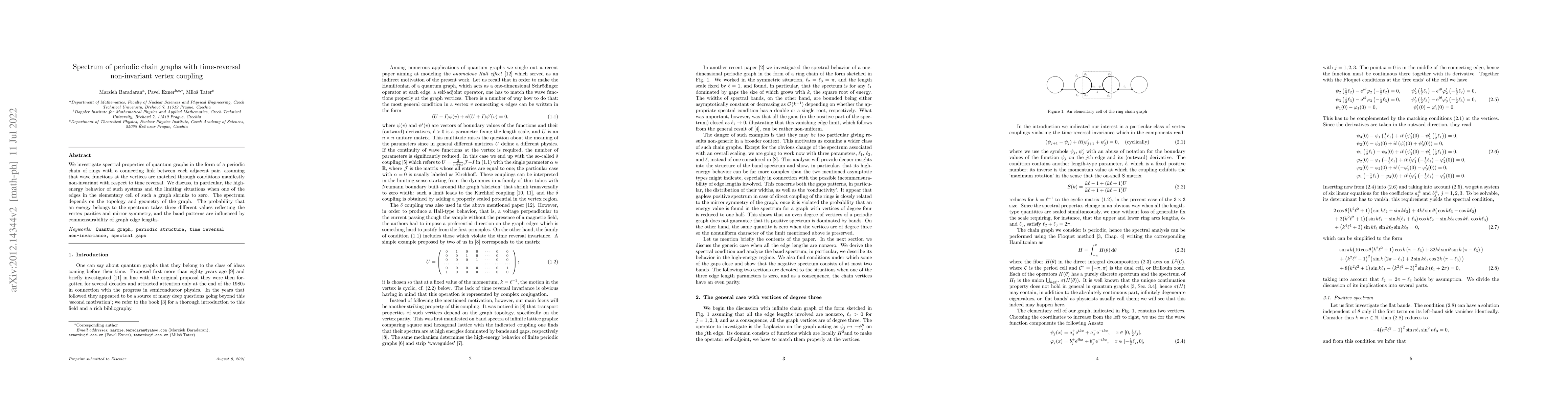 Thumbnail for Spectrum of periodic chain graphs with time-reversal non-invariant
  vertex coupling