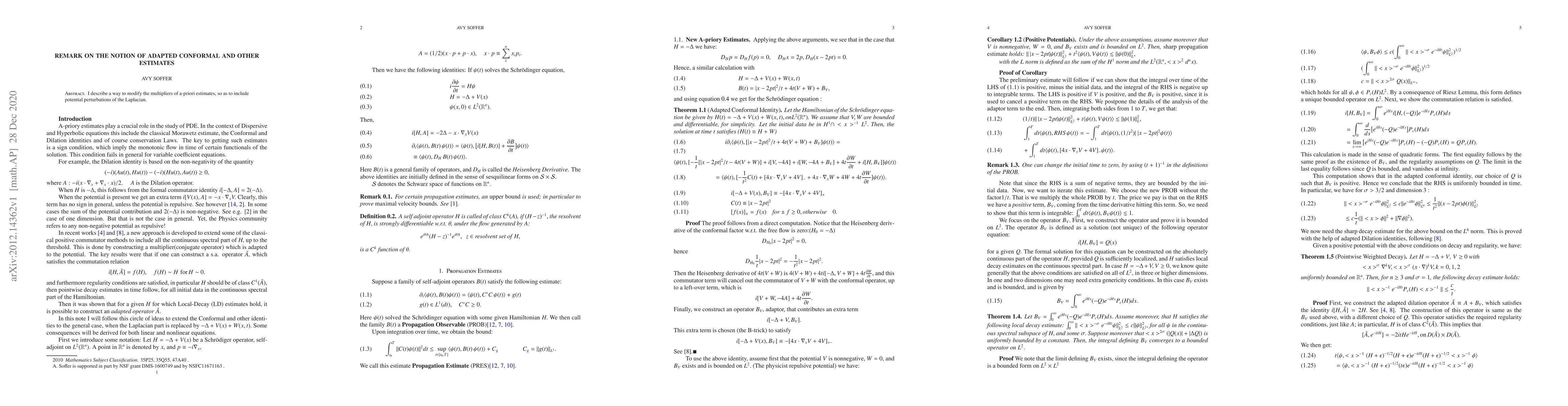 Thumbnail for Remark On The Notion Of Adapted Conformal And Other Estimates