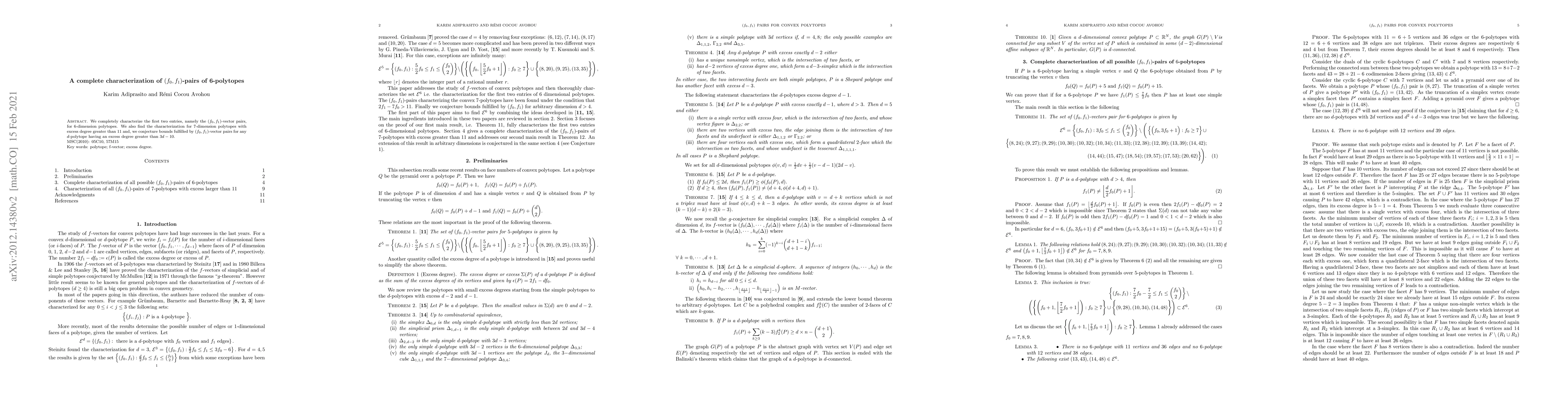 Thumbnail for A complete characterization of $(f_0, f_1)$-pairs of 6-polytopes