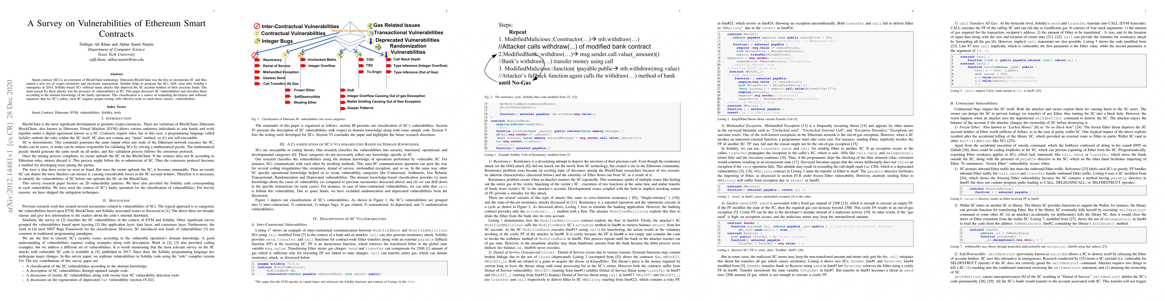 Thumbnail for A Survey on Vulnerabilities of Ethereum Smart Contracts
