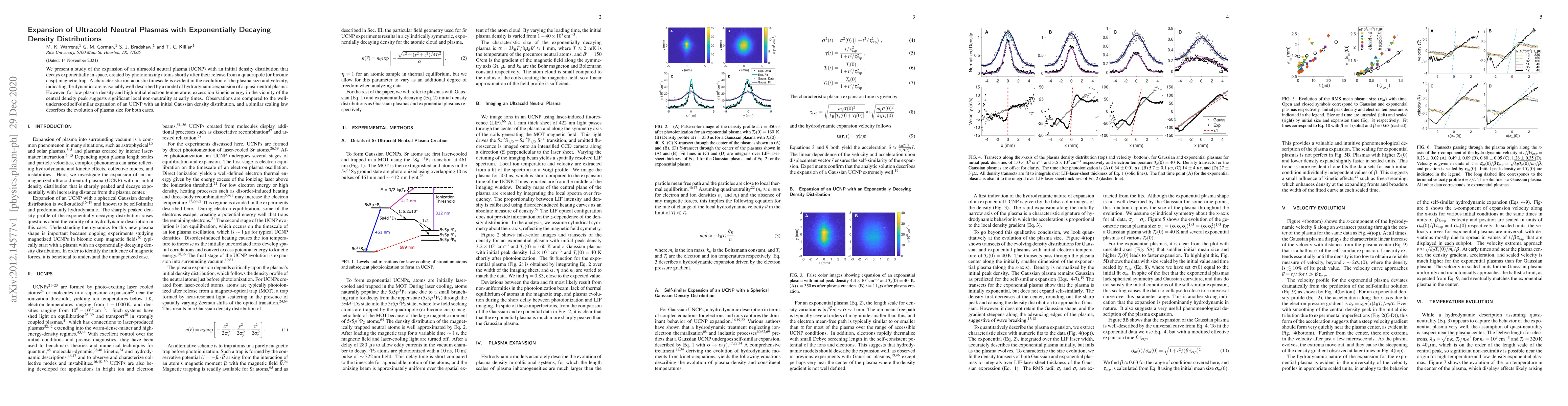 Thumbnail for Expansion of Ultracold Neutral Plasmas with Exponentially Decaying
  Density Distributions