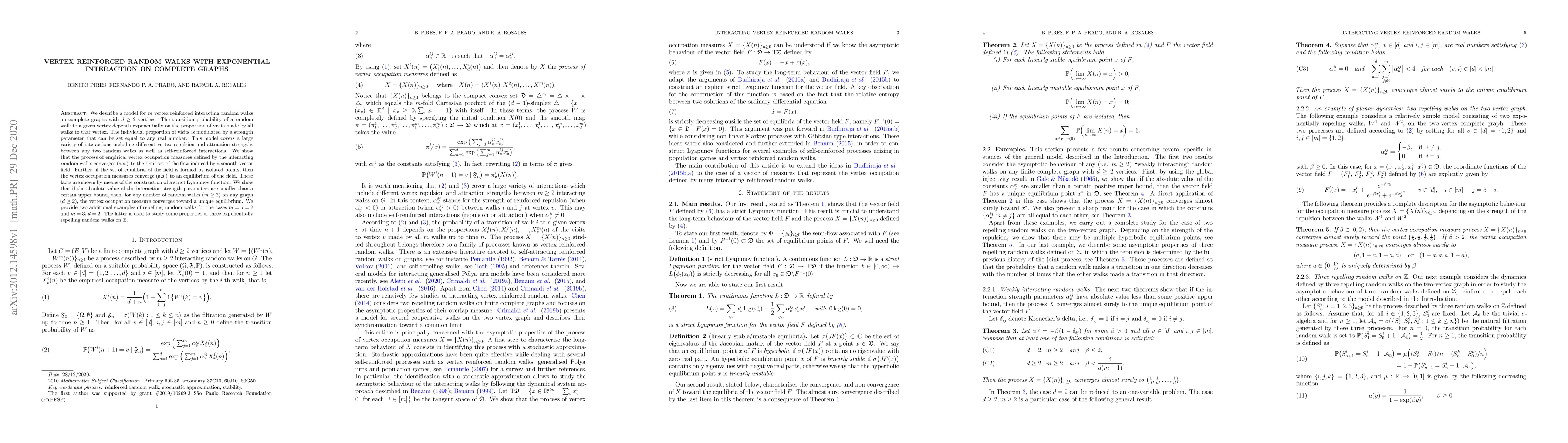Thumbnail for Vertex reinforced random walks with exponential interaction on complete
  graphs