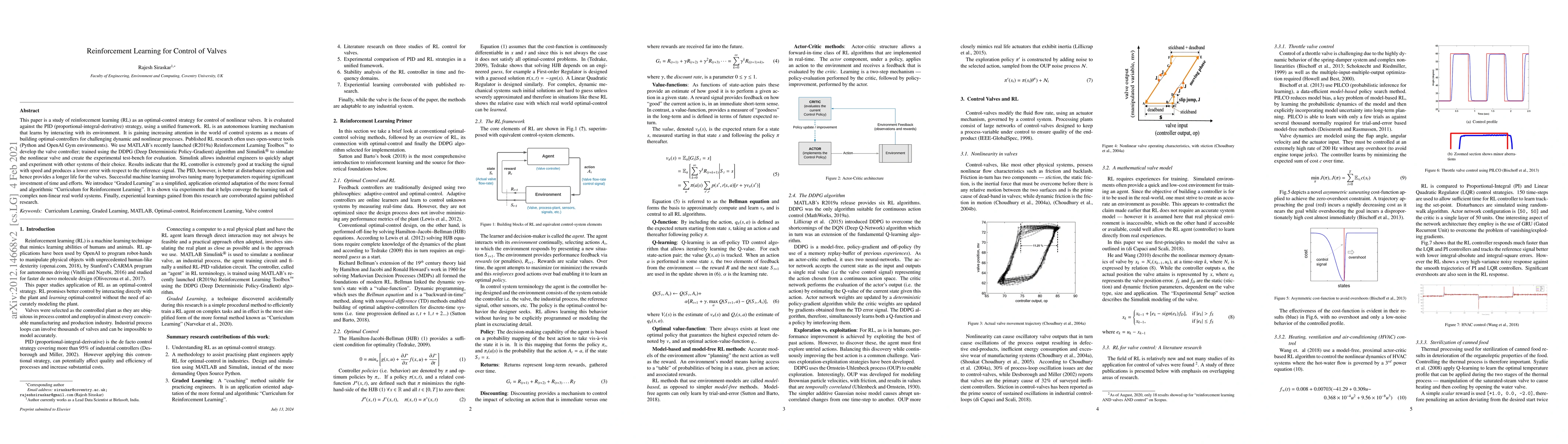 Thumbnail for Reinforcement Learning for Control of Valves