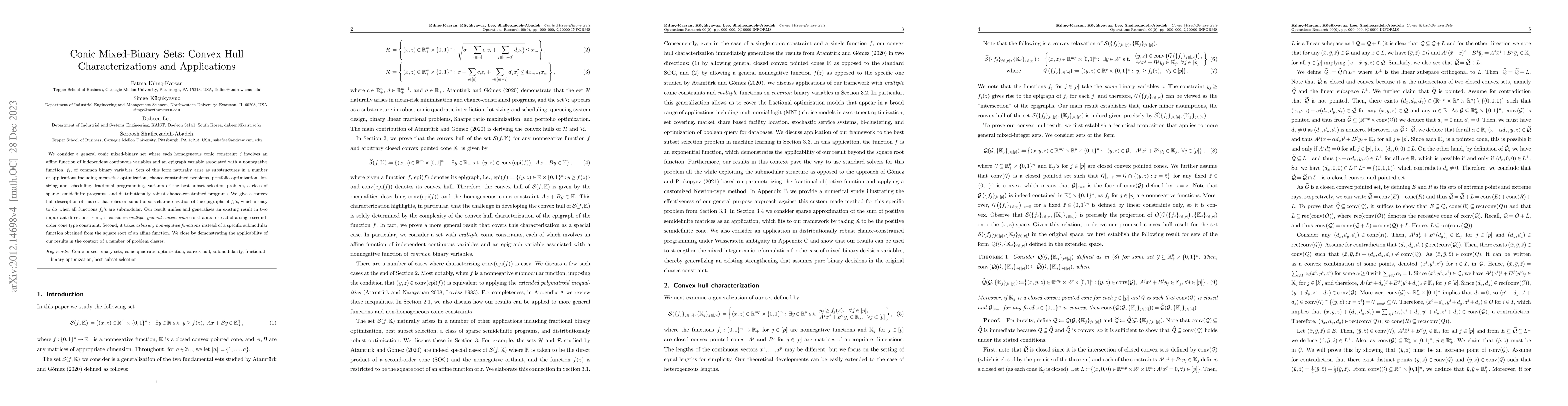 Thumbnail for Conic Mixed-Binary Sets: Convex Hull Characterizations and Applications