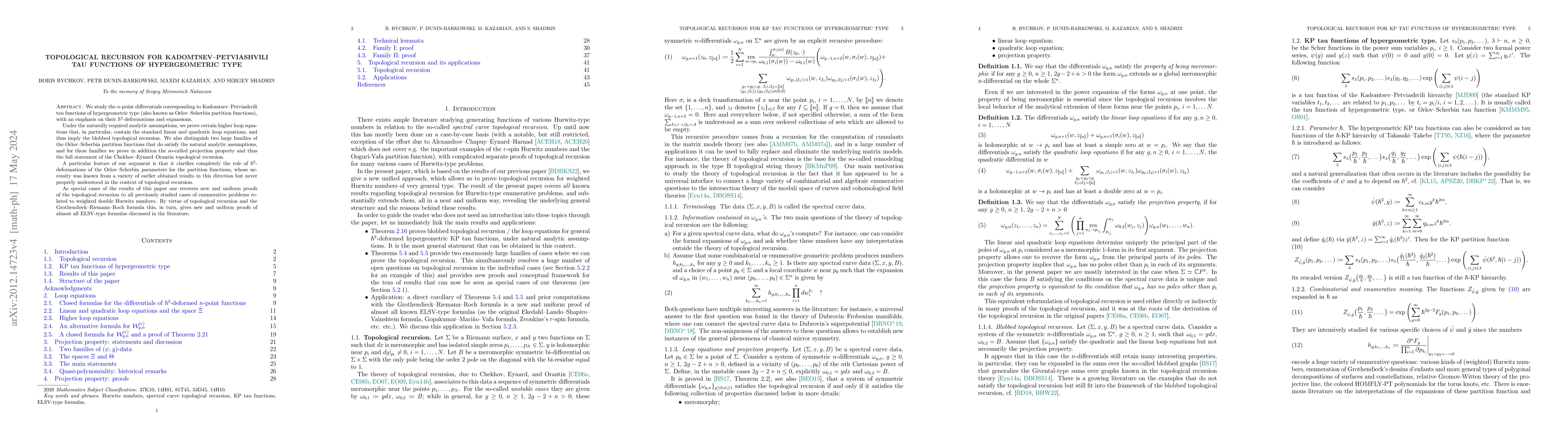 Thumbnail for Topological recursion for Kadomtsev-Petviashvili tau functions of
  hypergeometric type