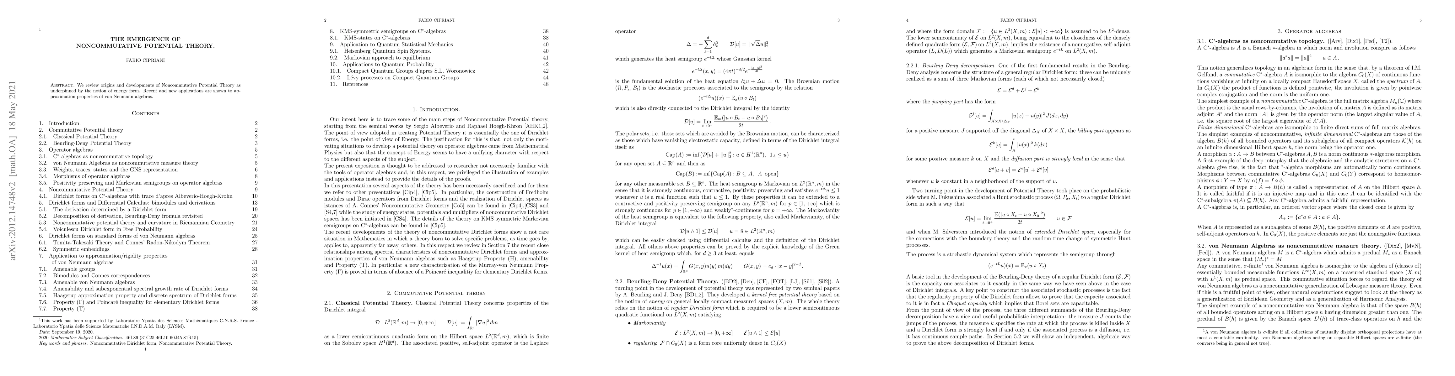 Thumbnail for The emergence of Noncommutative Potential Theory
