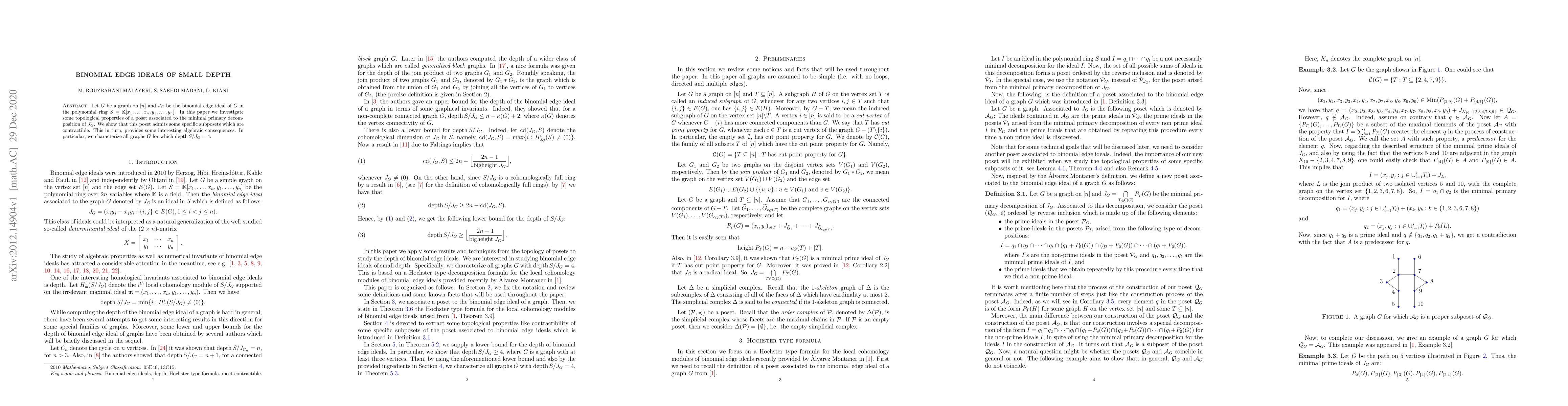 Thumbnail for Binomial edge ideals of small depth