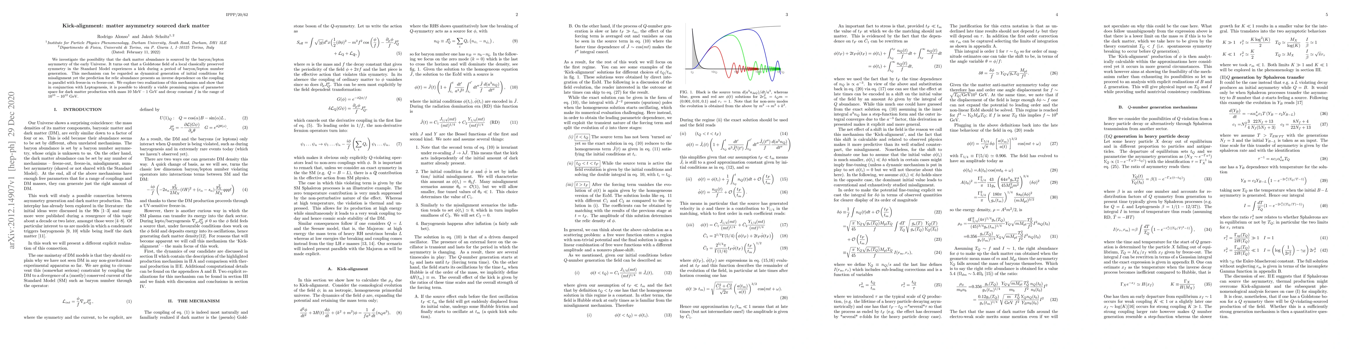 Thumbnail for Kick-alignment: matter asymmetry sourced dark matter
