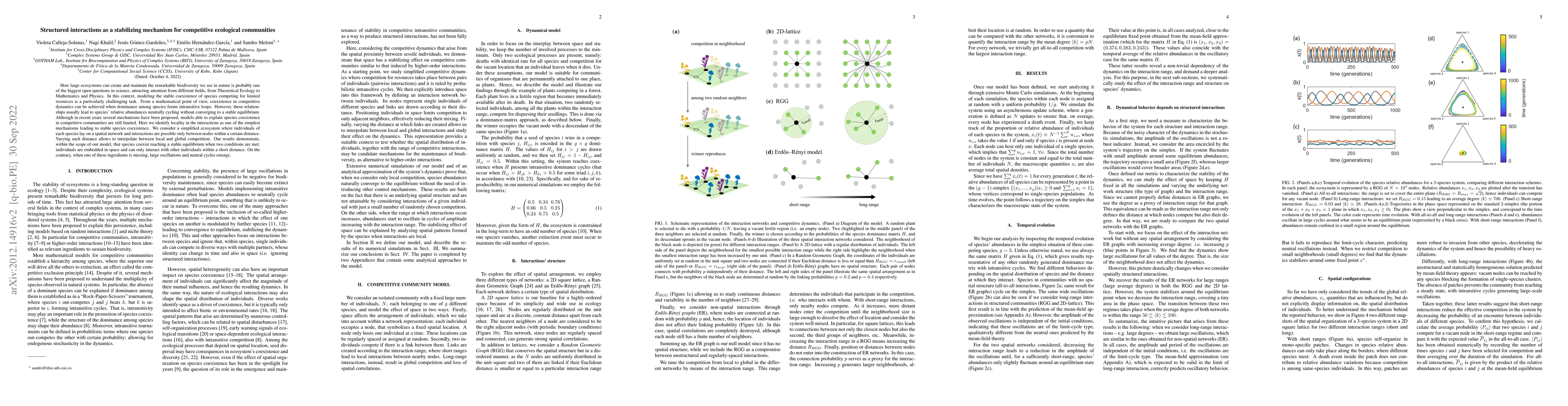 Thumbnail for Structured interactions as a stabilizing mechanism for competitive
  ecosystems
