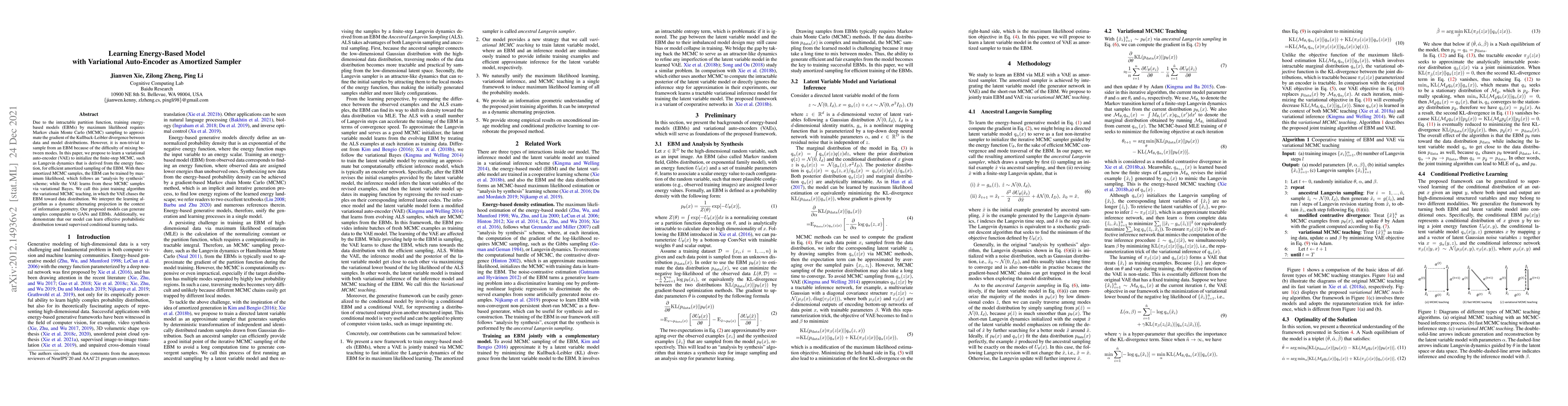 Thumbnail for Learning Energy-Based Model with Variational Auto-Encoder as Amortized
  Sampler