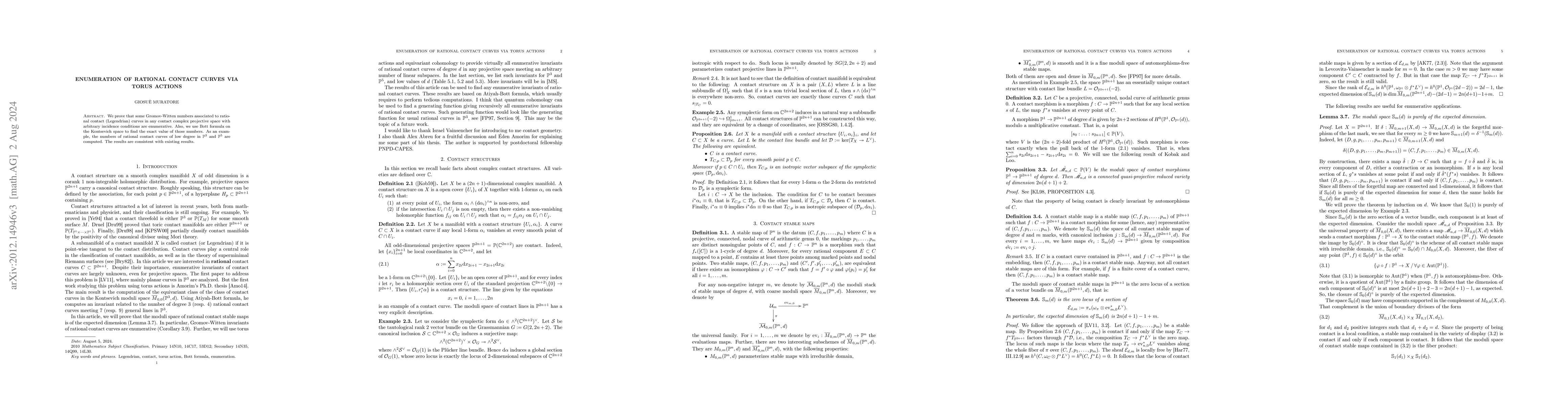Thumbnail for Enumeration of rational contact curves via torus actions