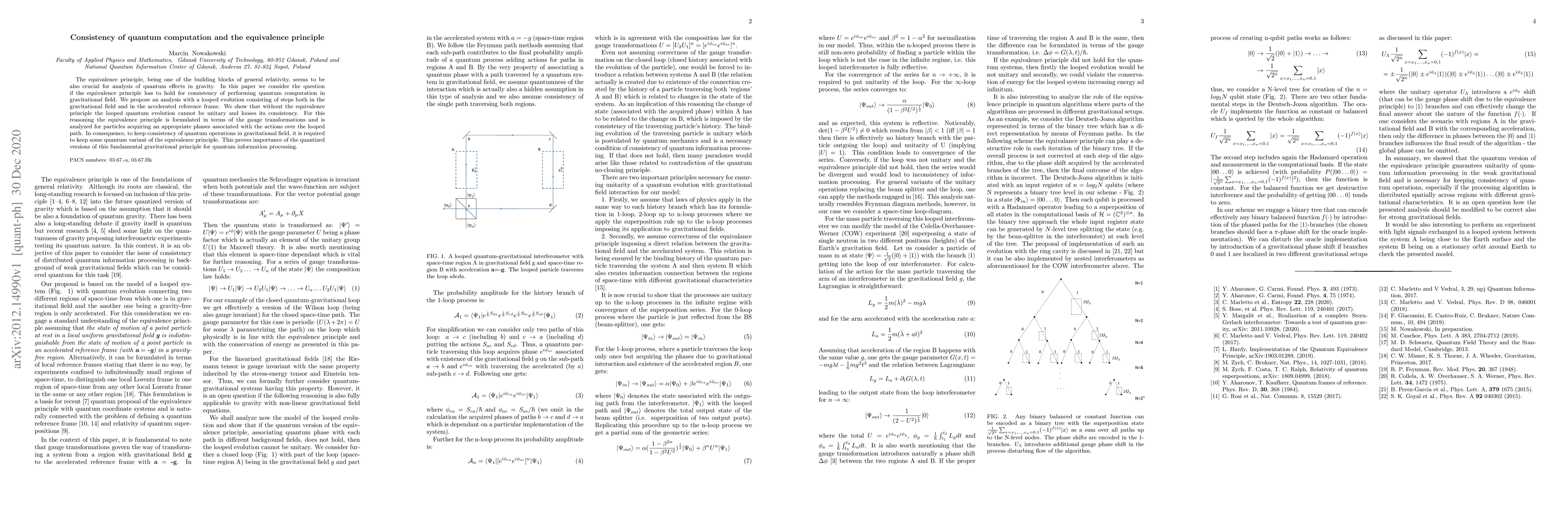 Thumbnail for Consistency of quantum computation and the equivalence principle