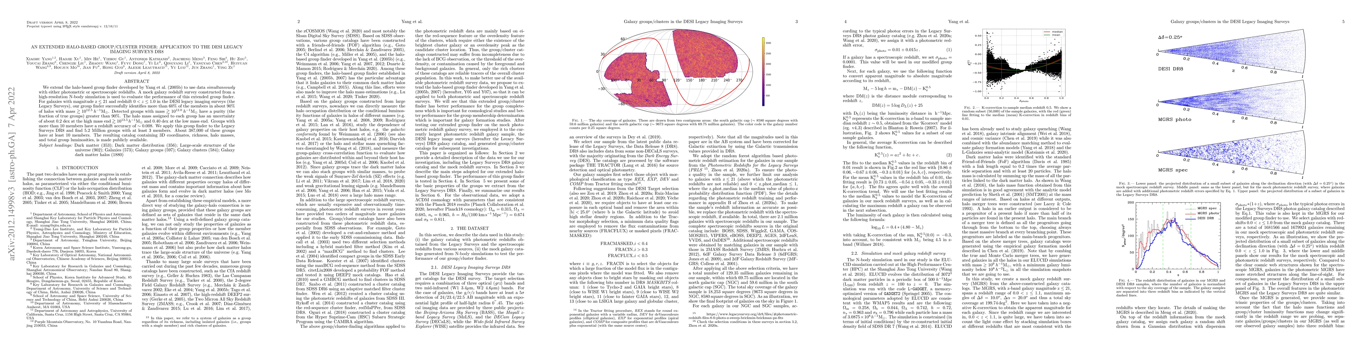 Thumbnail for An Extended Halo-based Group/Cluster finder: application to the DESI
  legacy imaging surveys DR8