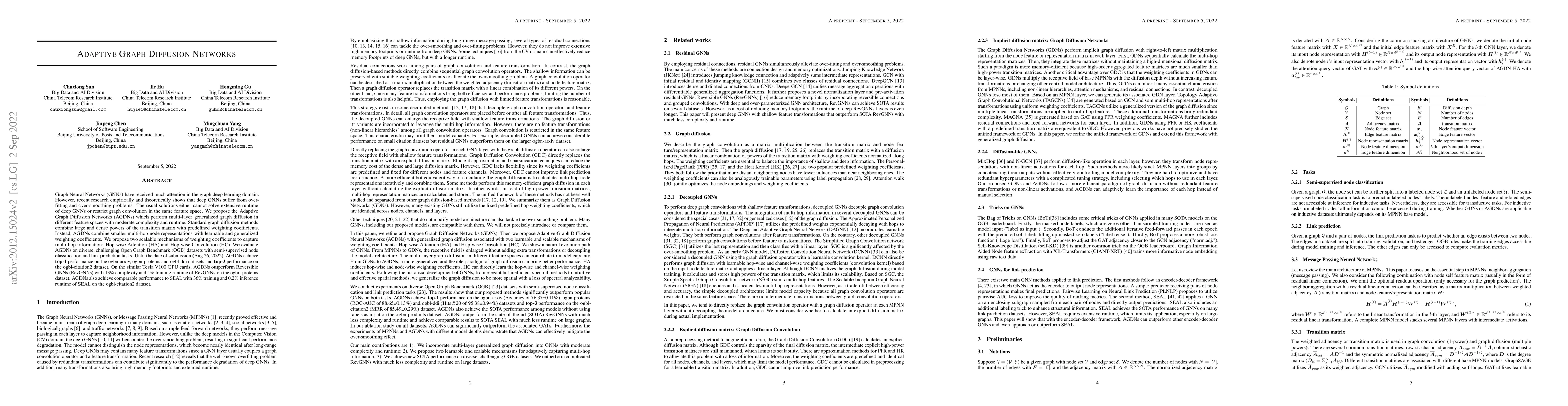 Thumbnail for Adaptive Graph Diffusion Networks