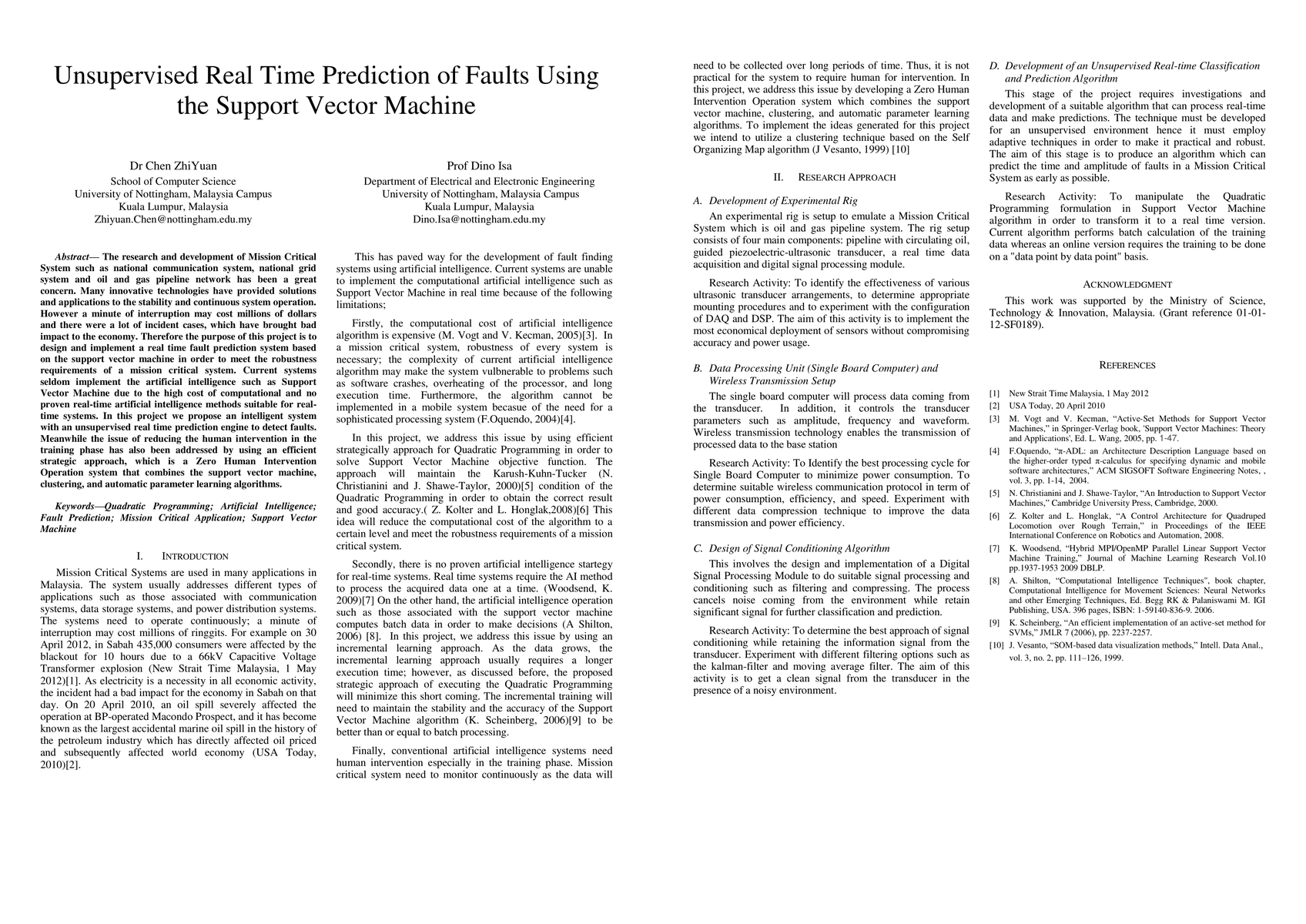 Thumbnail for Unsupervised Real Time Prediction of Faults Using the Support Vector
  Machine