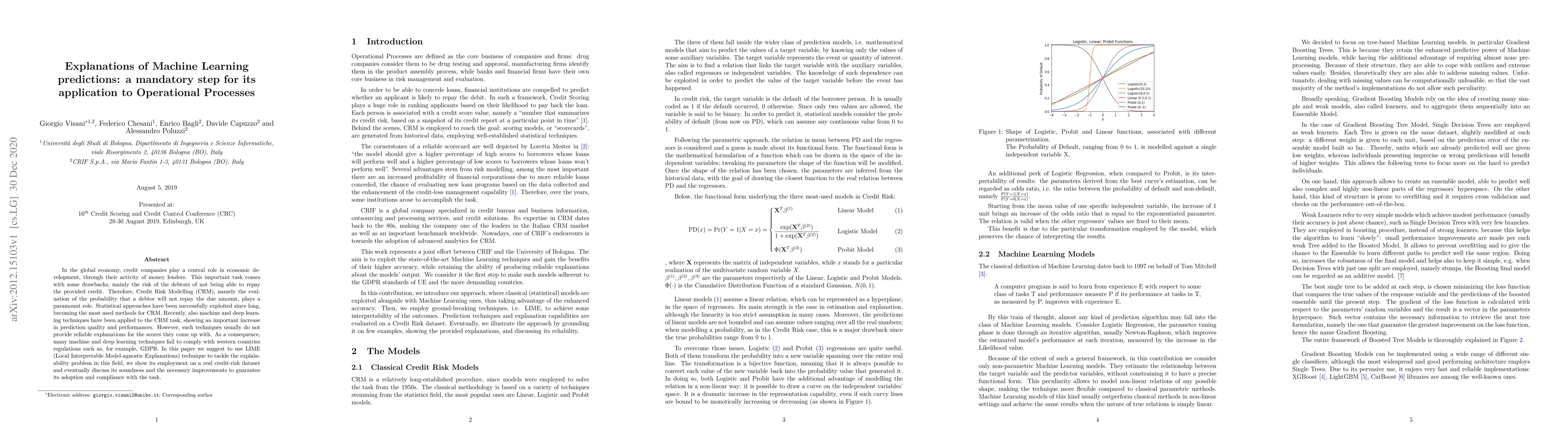 Thumbnail for Explanations of Machine Learning predictions: a mandatory step for its
  application to Operational Processes
