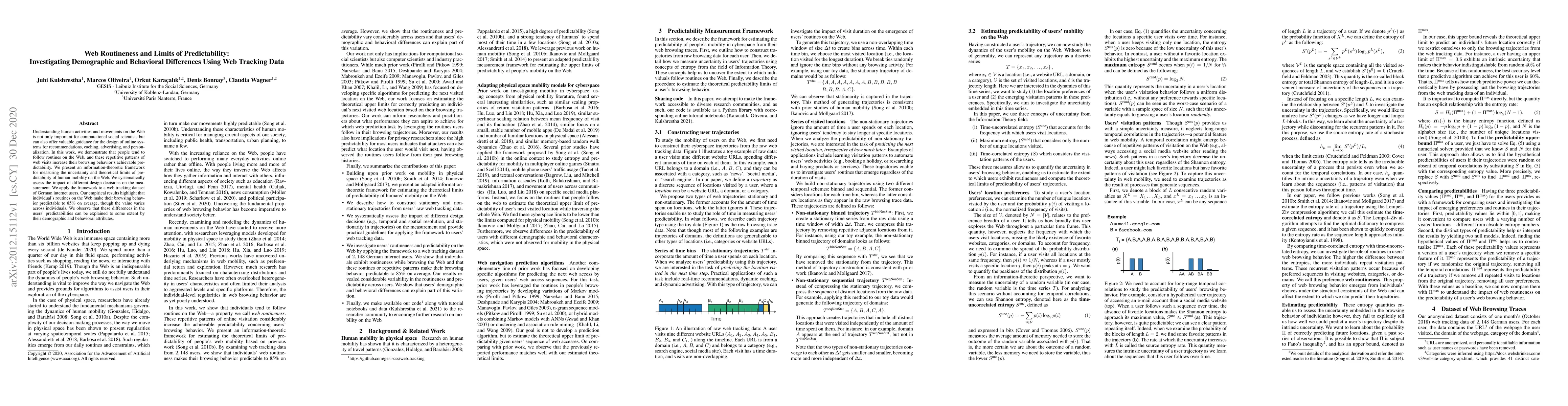 Thumbnail for Web Routineness and Limits of Predictability: Investigating Demographic
  and Behavioral Differences Using Web Tracking Data