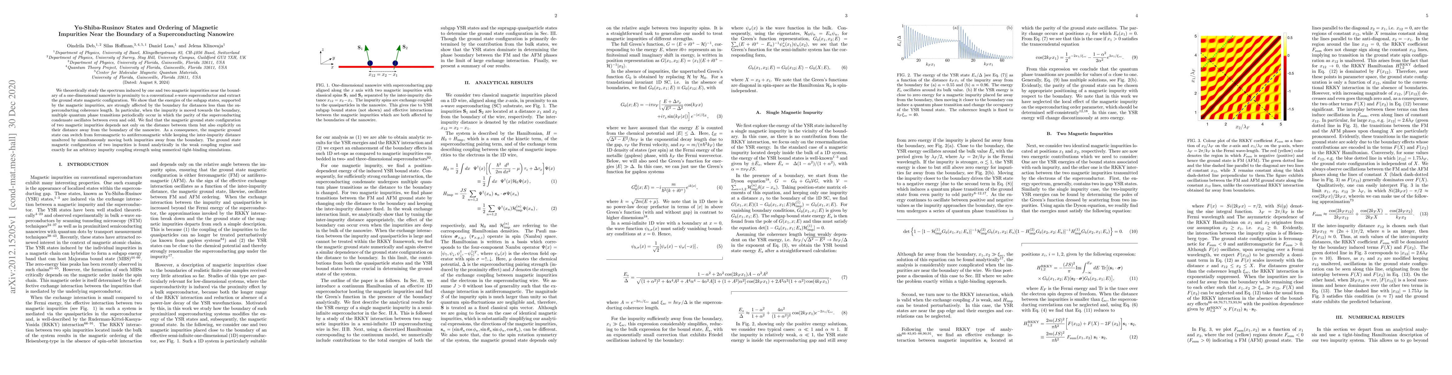 Thumbnail for Yu-Shiba-Rusinov States and Ordering of Magnetic Impurities Near the
  Boundary of a Superconducting Nanowire