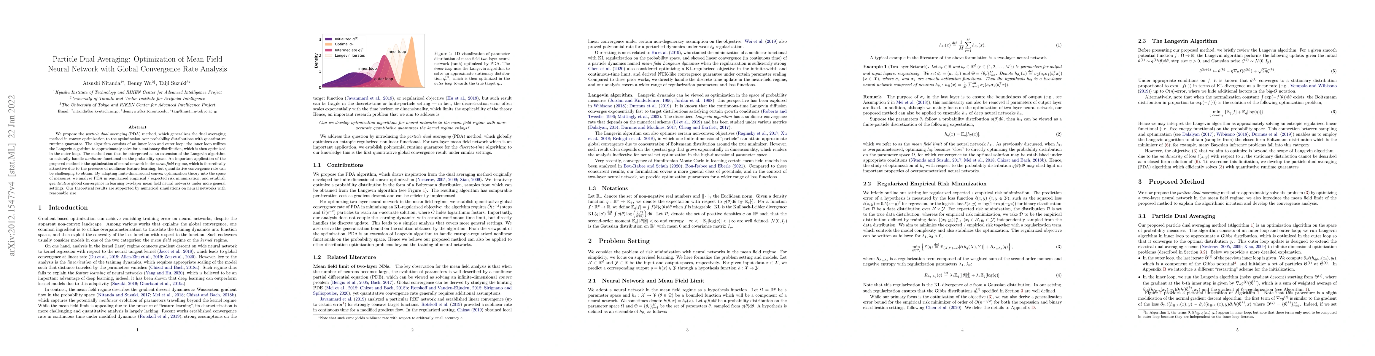 Thumbnail for Particle Dual Averaging: Optimization of Mean Field Neural Networks with
  Global Convergence Rate Analysis