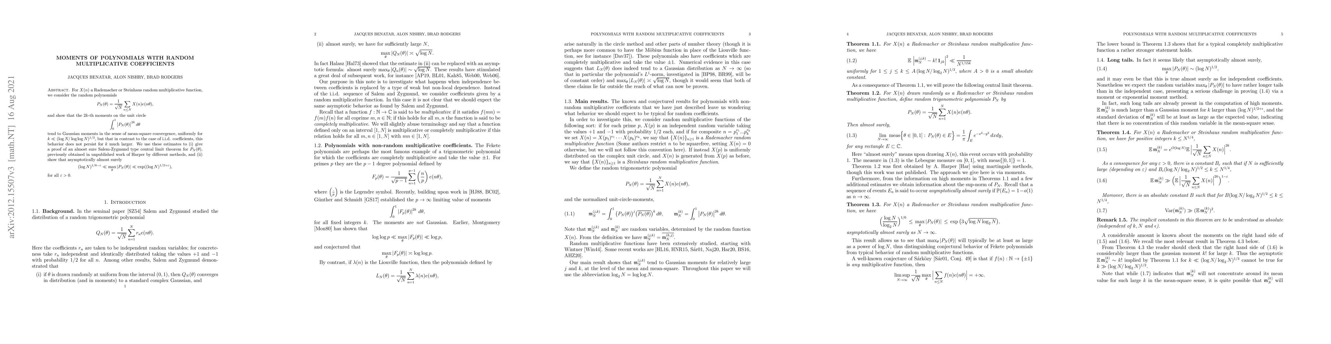 Thumbnail for Moments of polynomials with random multiplicative coefficients