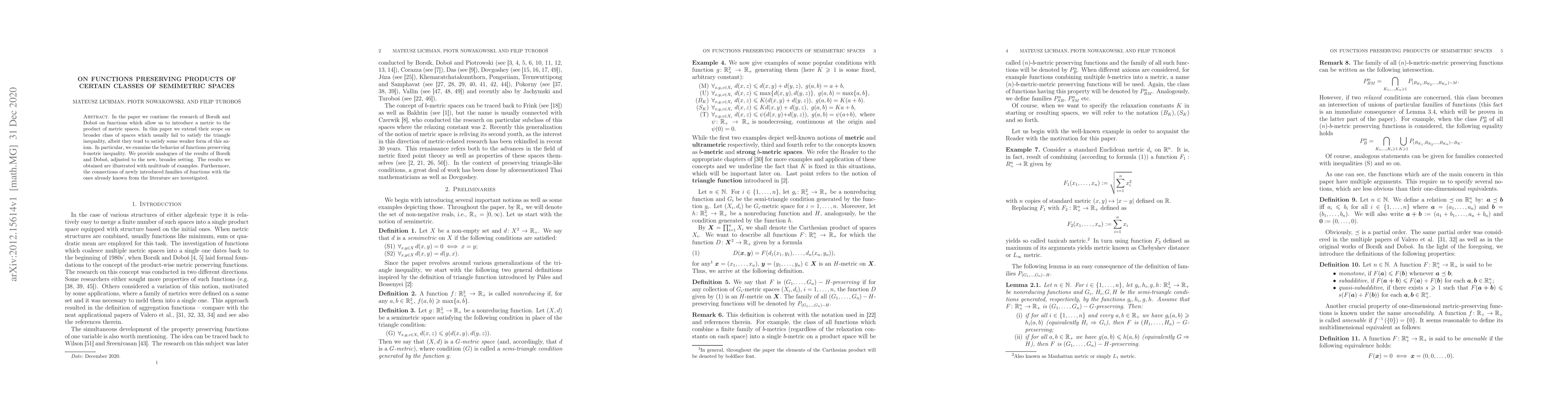Thumbnail for On functions preserving products of certain classes of semimetric spaces