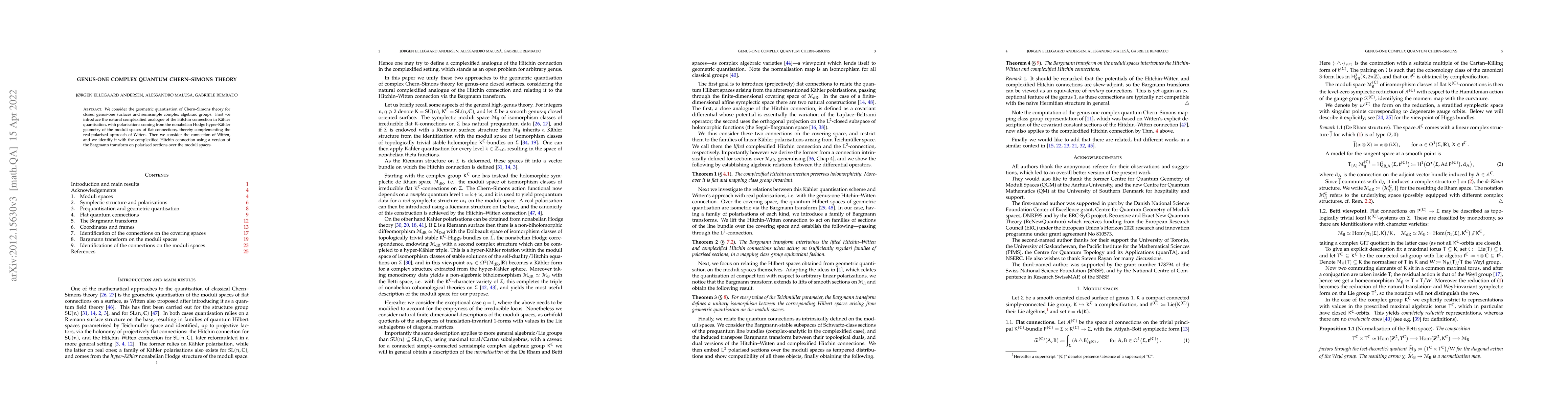 Thumbnail for Genus-one complex quantum Chern--Simons theory