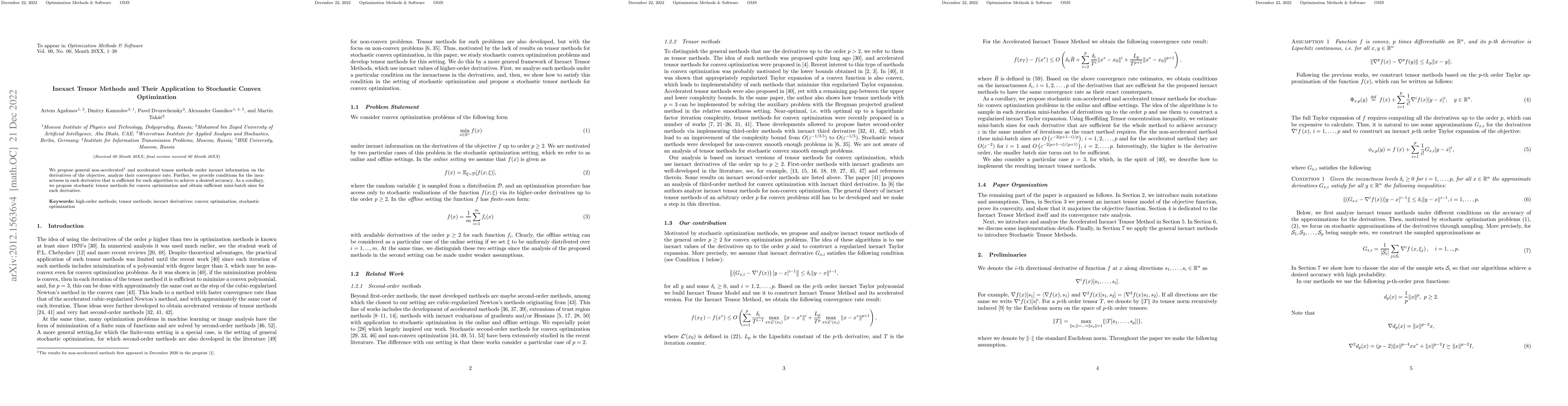 Thumbnail for Inexact Tensor Methods and Their Application to Stochastic Convex
  Optimization