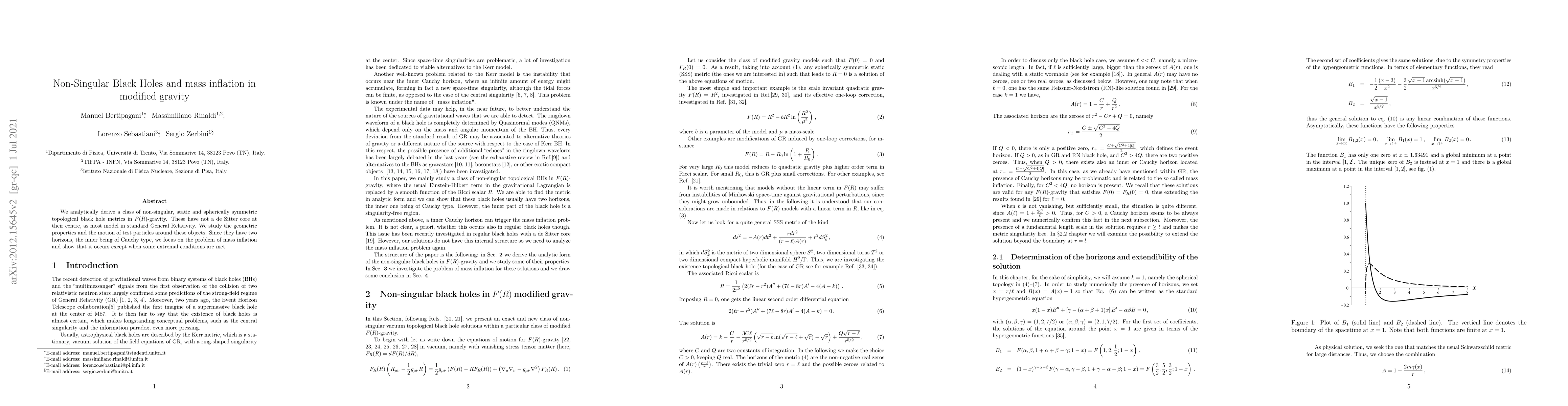 Thumbnail for Non-Singular Black Holes and mass inflation in modified gravity