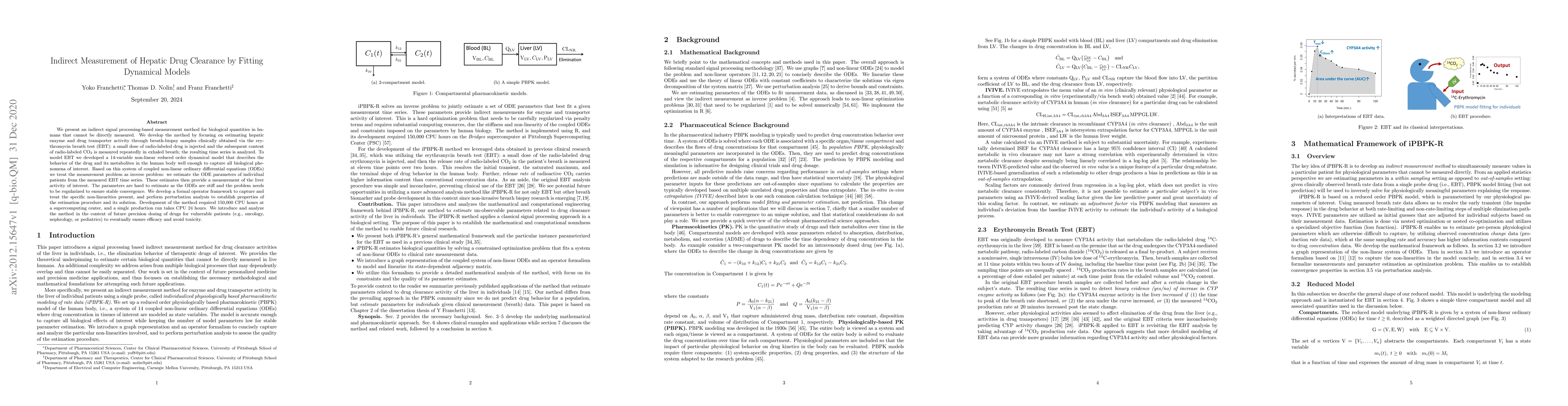 Thumbnail for Indirect Measurement of Hepatic Drug Clearance by Fitting Dynamical
  Models