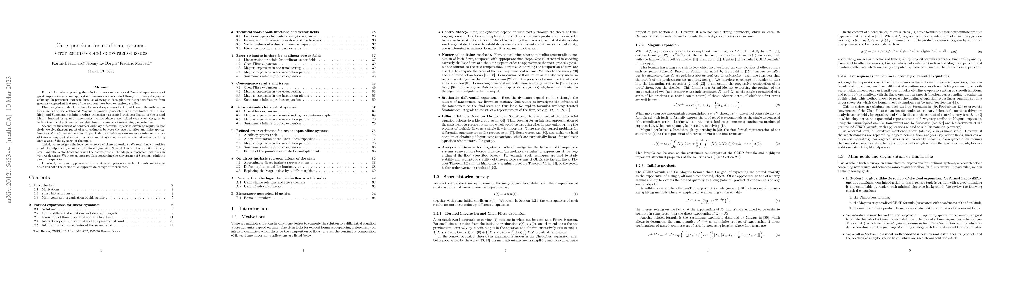 Thumbnail for On expansions for nonlinear systems, error estimates and convergence
  issues