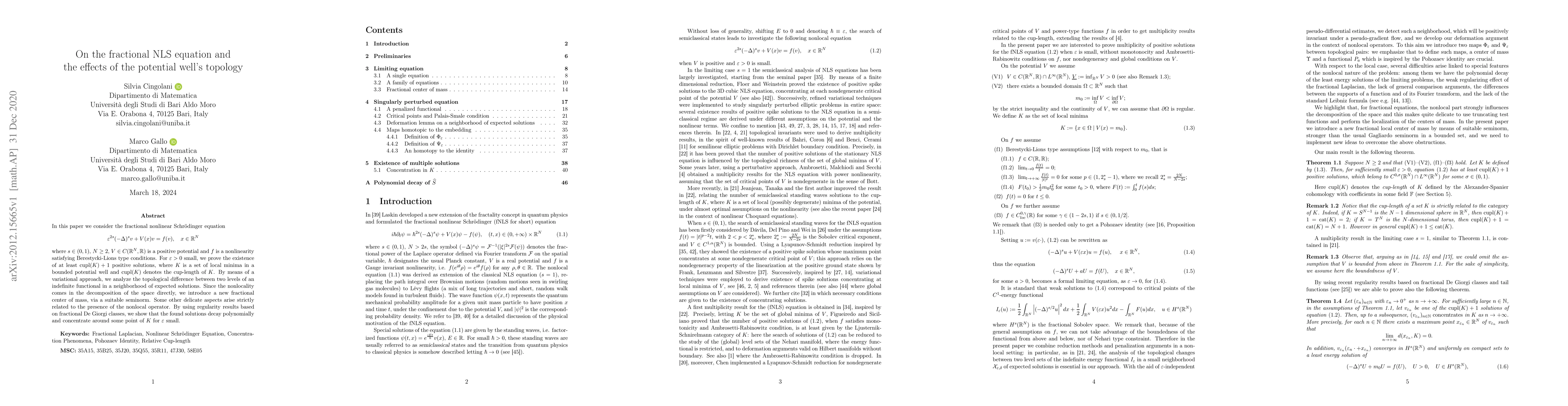 Thumbnail for On the fractional NLS equation and the effects of the potential well's
  topology