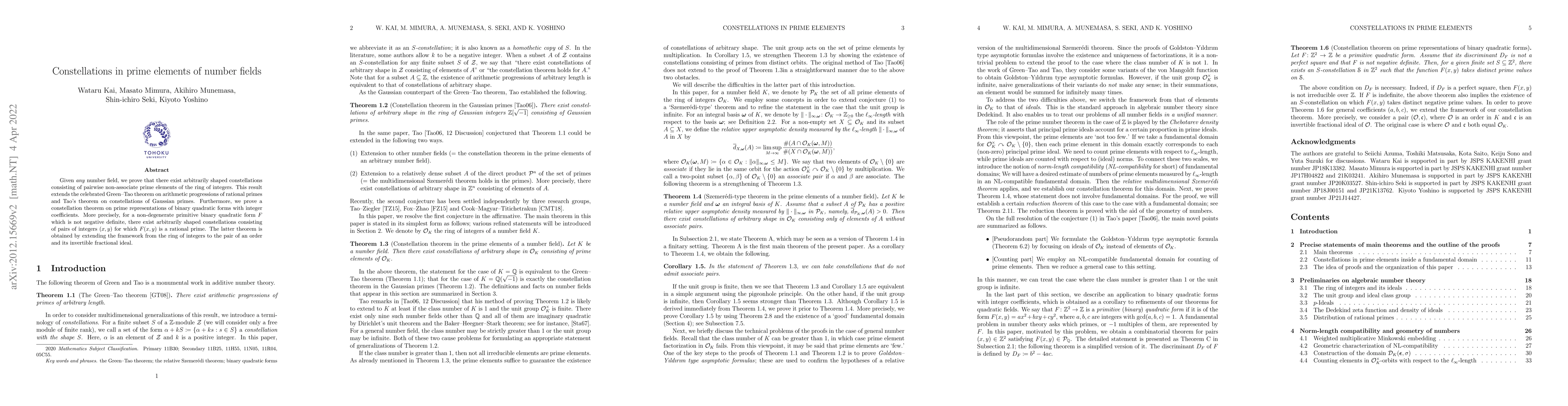 Thumbnail for Constellations in prime elements of number fields