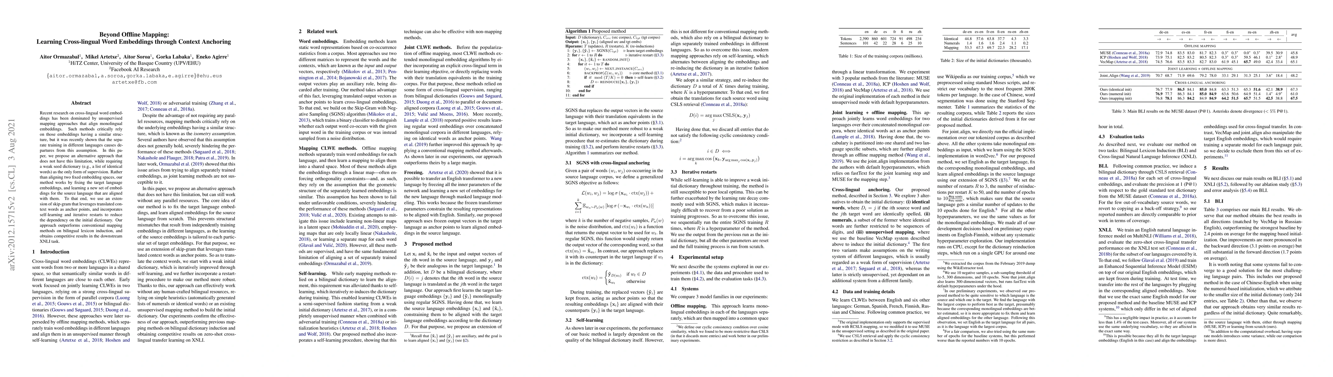Thumbnail for Beyond Offline Mapping: Learning Cross Lingual Word Embeddings through
  Context Anchoring