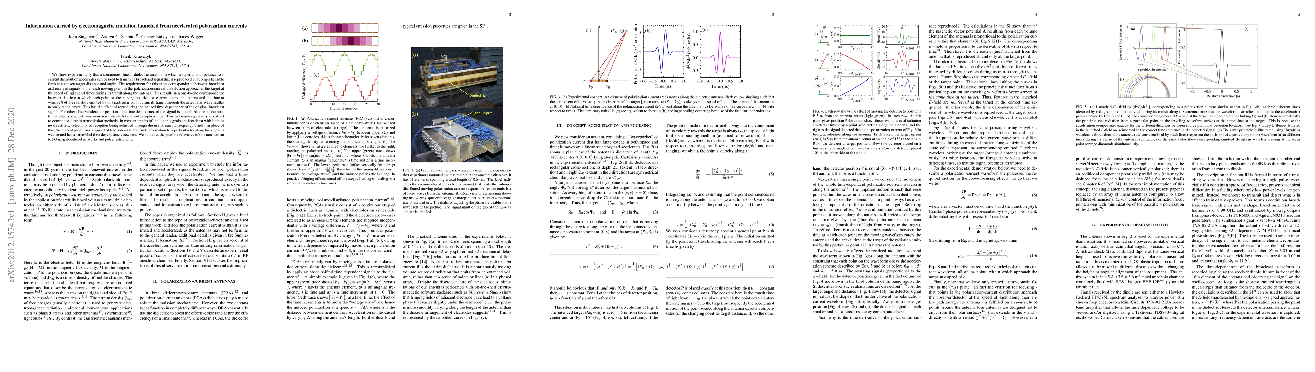 Thumbnail for Information carried by electromagnetic radiation launched from
  accelerated polarization currents