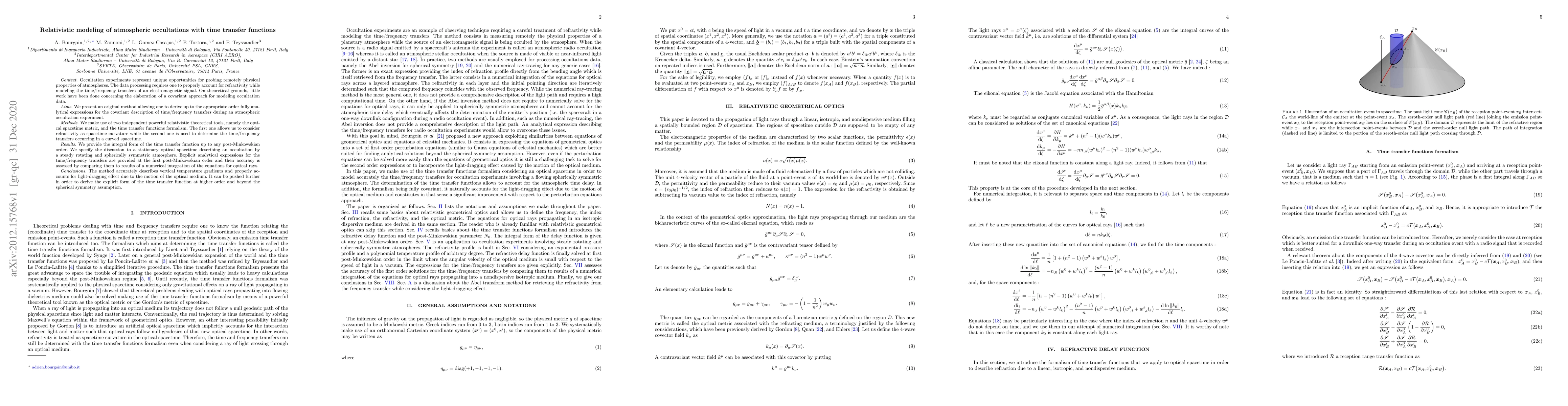 Thumbnail for Relativistic modeling of atmospheric occultations with time transfer
  functions