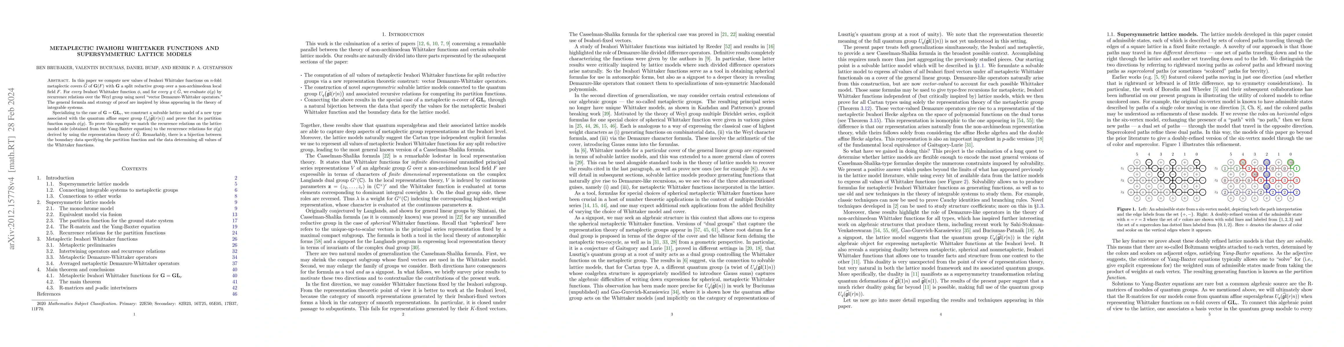 Thumbnail for Metaplectic Iwahori Whittaker functions and supersymmetric lattice
  models