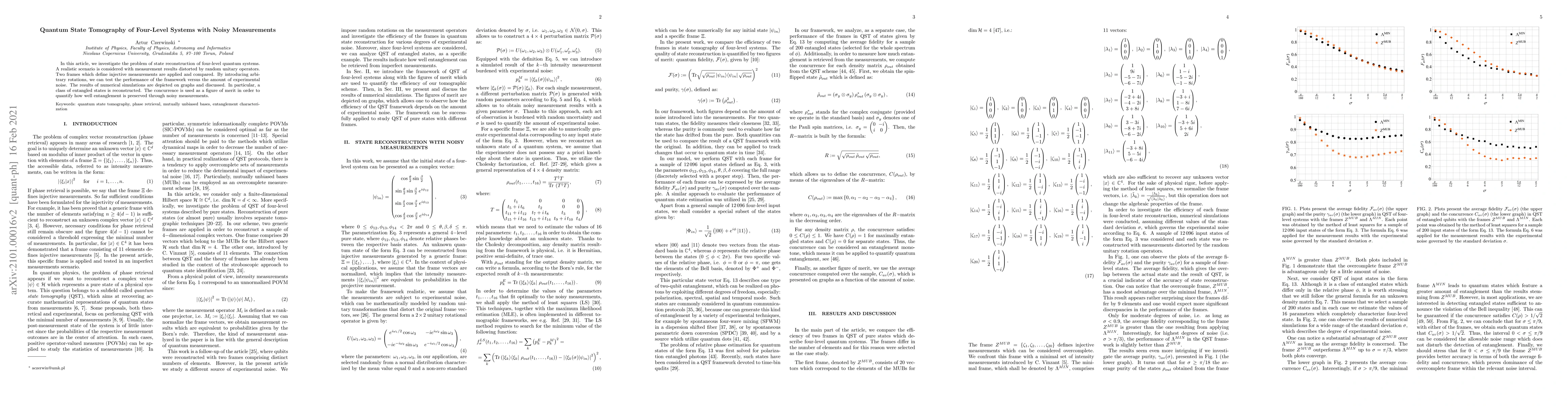 Thumbnail for Quantum State Tomography of Four-Level Systems with Noisy Measurements