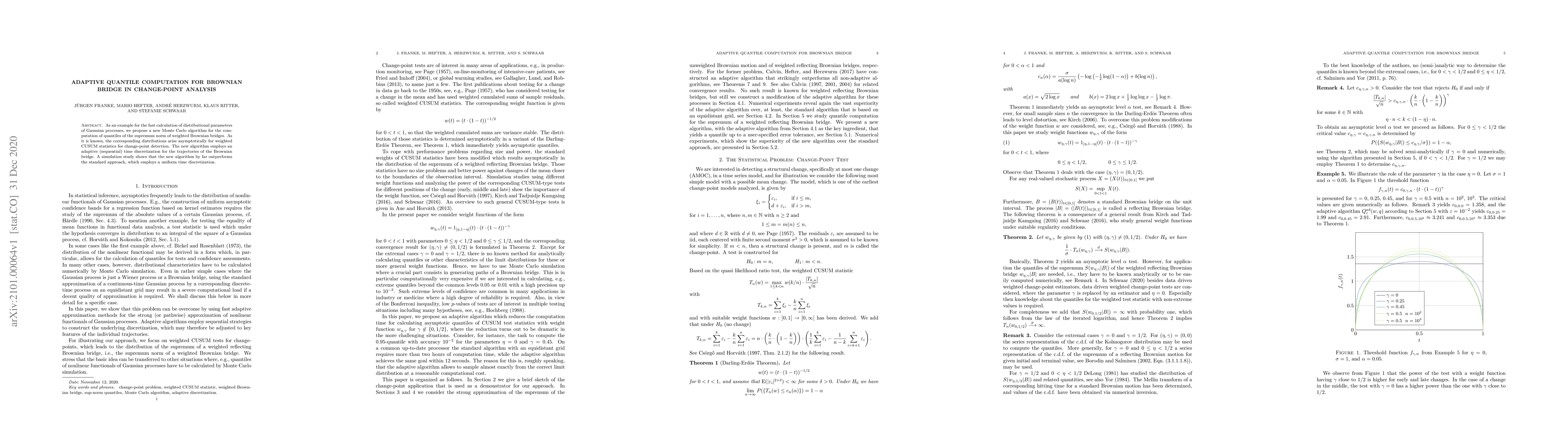 Thumbnail for Adaptive Quantile Computation for Brownian Bridge in Change-Point
  Analysis
