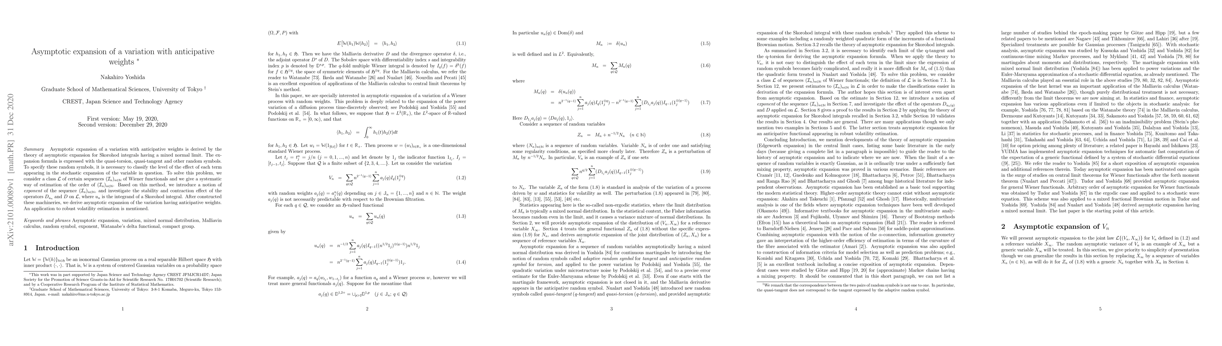 Thumbnail for Asymptotic expansion of a variation with anticipative weights