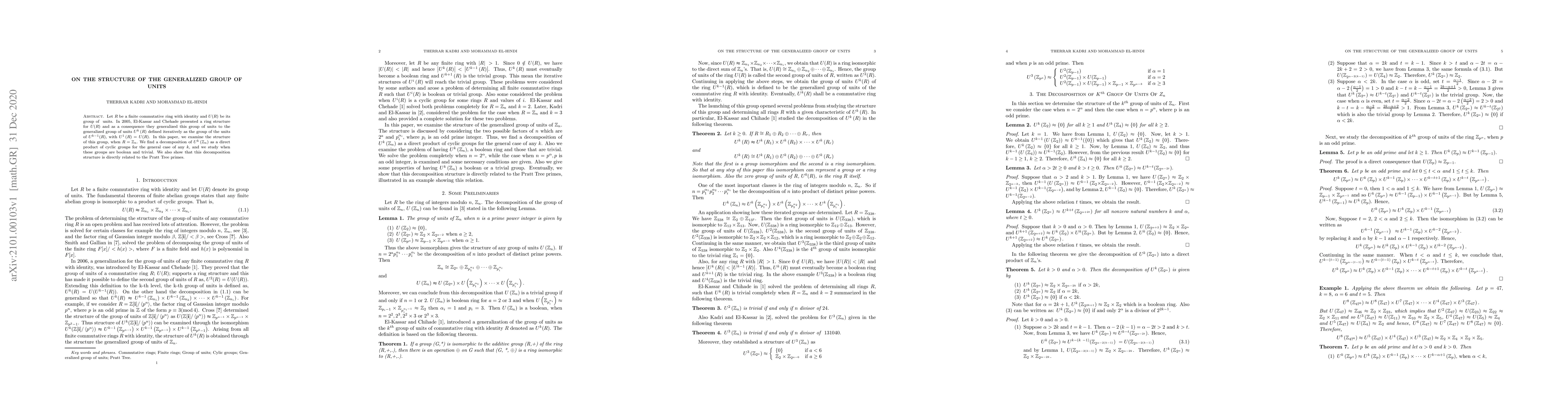 Thumbnail for On the Structure of the Generalized Group of Units