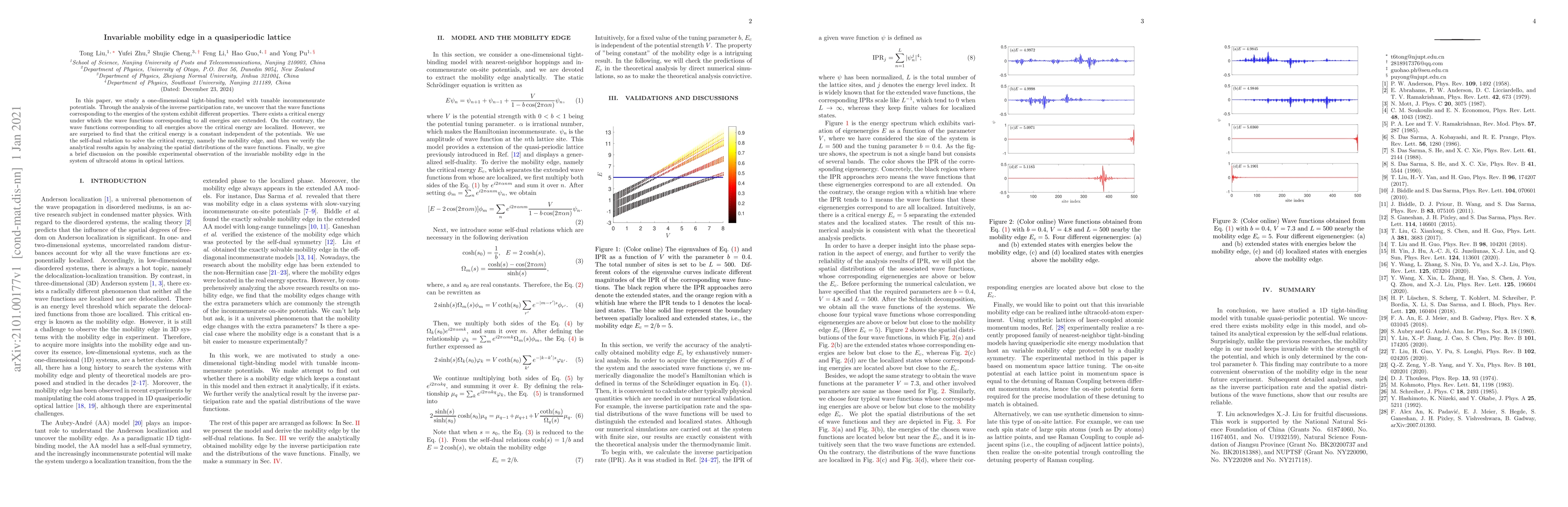 Thumbnail for Invariable mobility edge in a quasiperiodic lattice